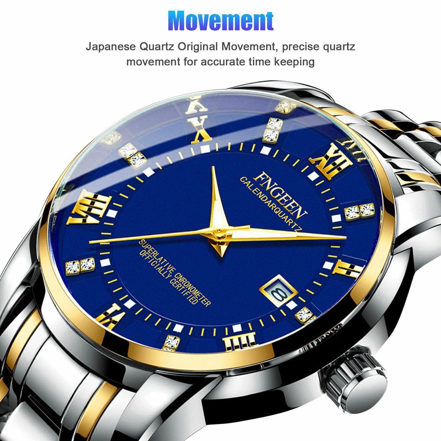 Fngeen Men's Luminous Classic Stainless Steel Watch