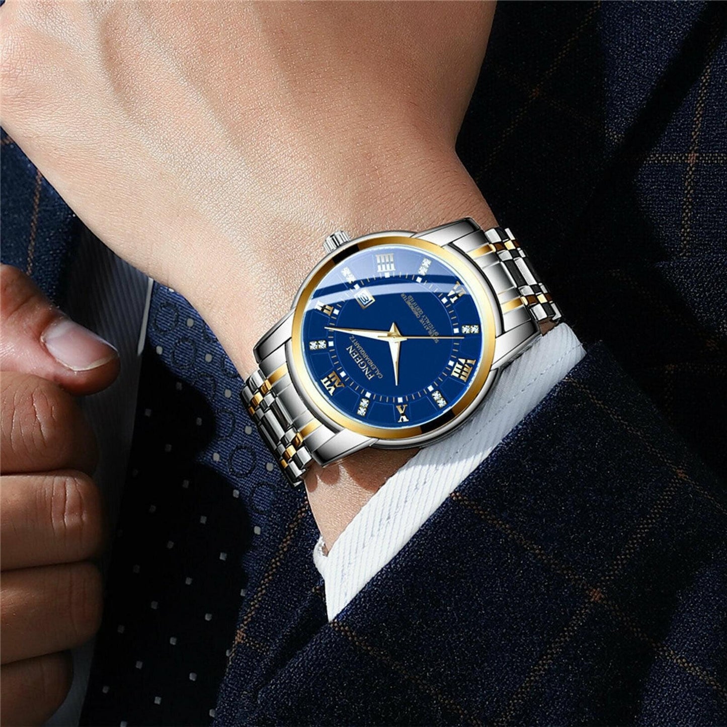 Fngeen Men's Luminous Classic Stainless Steel Watch