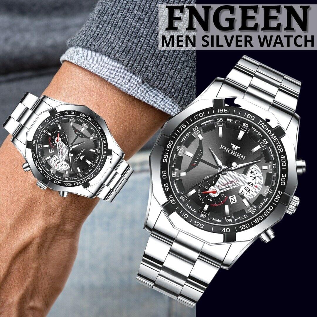 Black Silver Men's Luxury Stainless Steel Watch