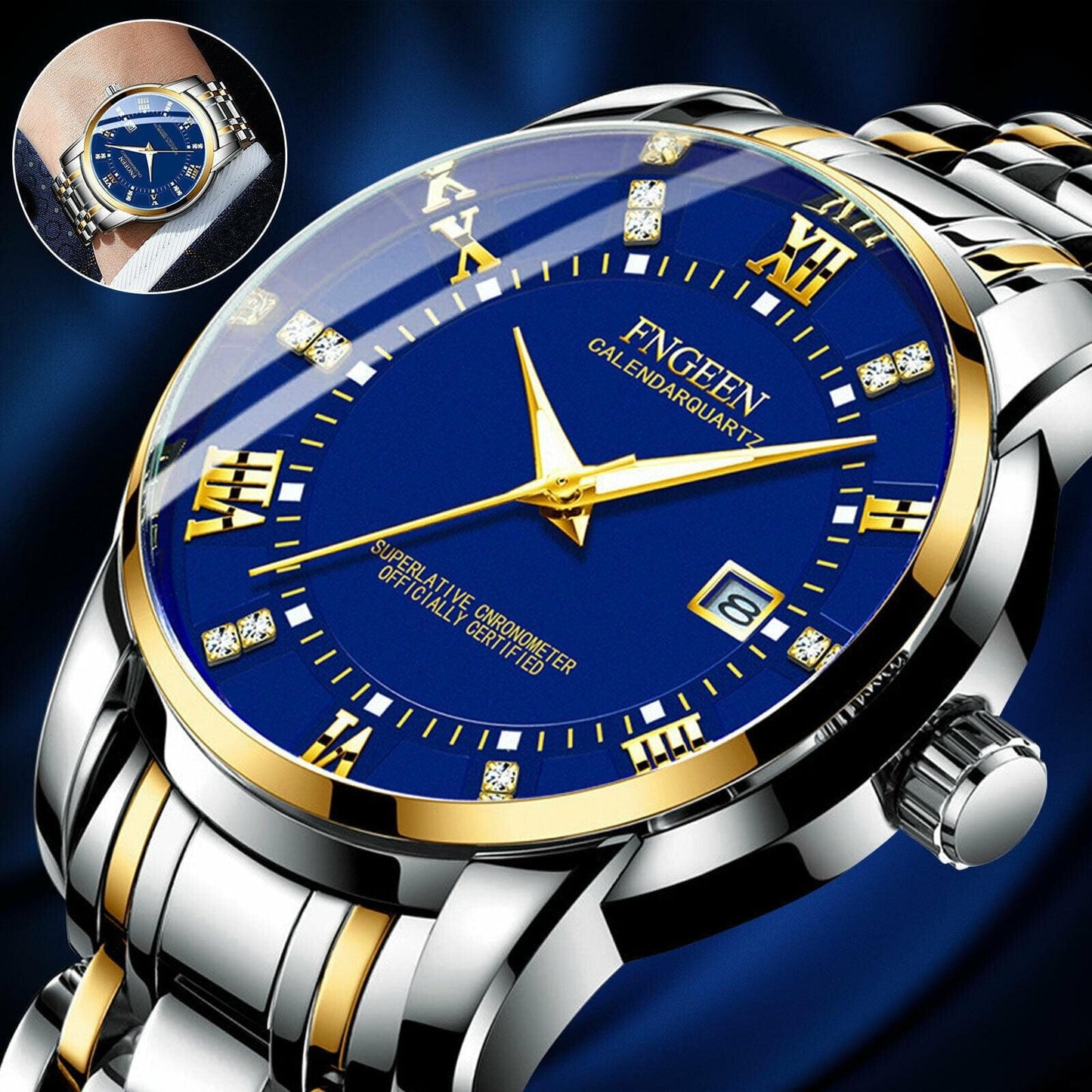 Fngeen Men's Luminous Classic Stainless Steel Watch