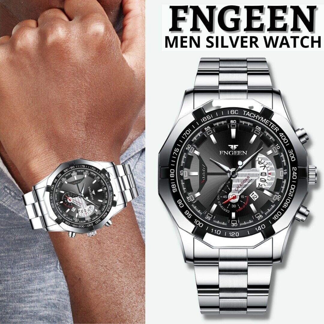 Black Silver Men's Luxury Stainless Steel Watch