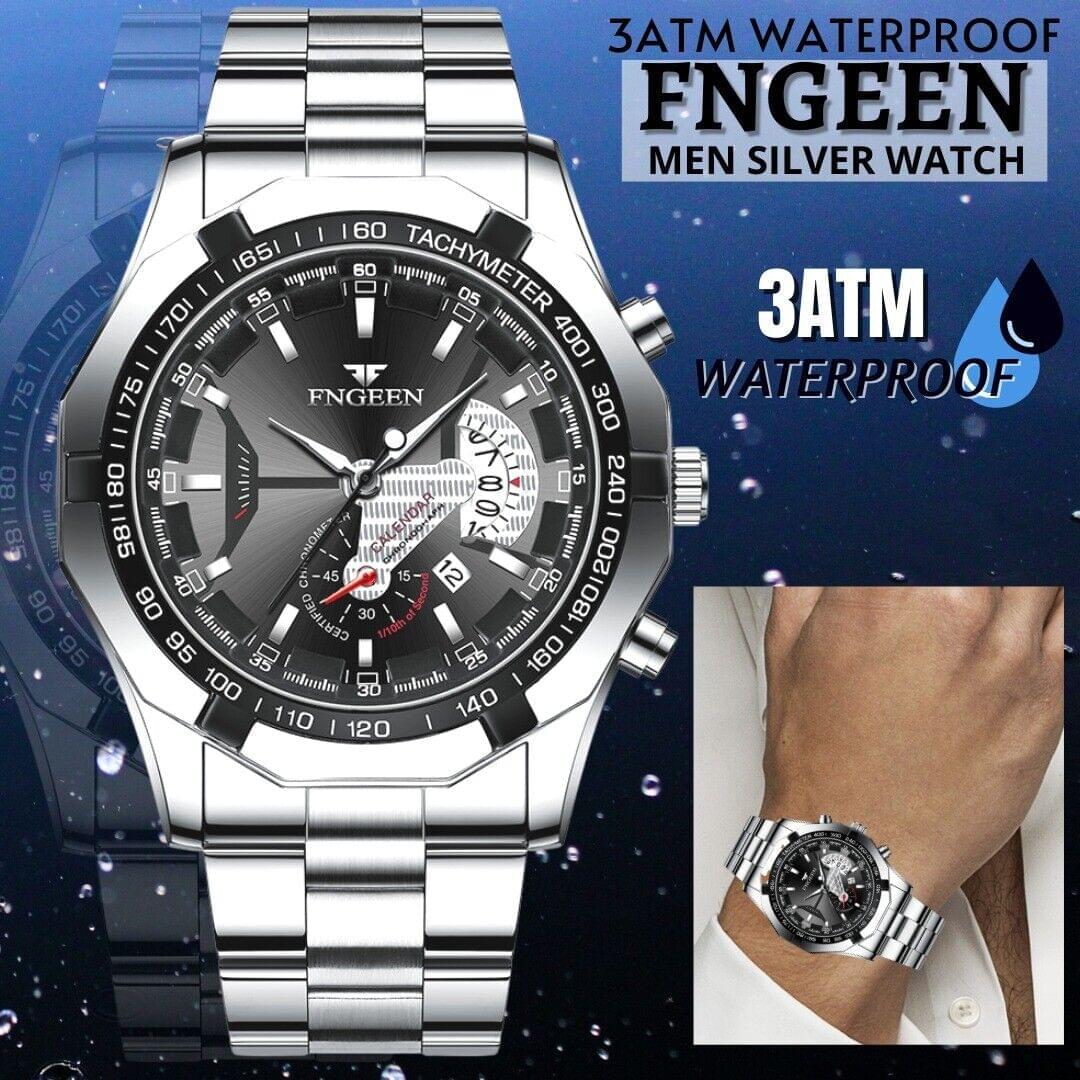 Black Silver Men's Luxury Stainless Steel Watch