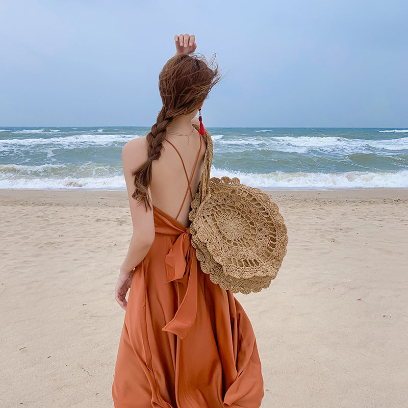 Women's Fashion Casual V-neck Halter Dress
