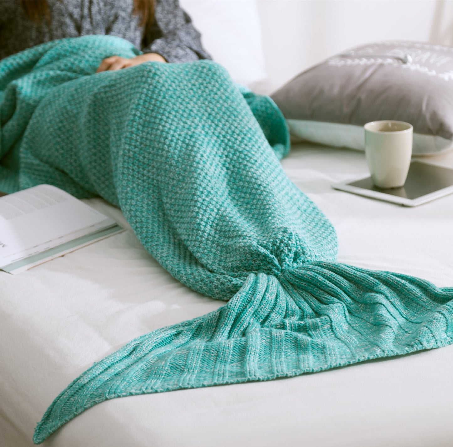Mermaid Tail Blanket Knitted Crochet for Adult & Children Super Soft Sleeping Blankets