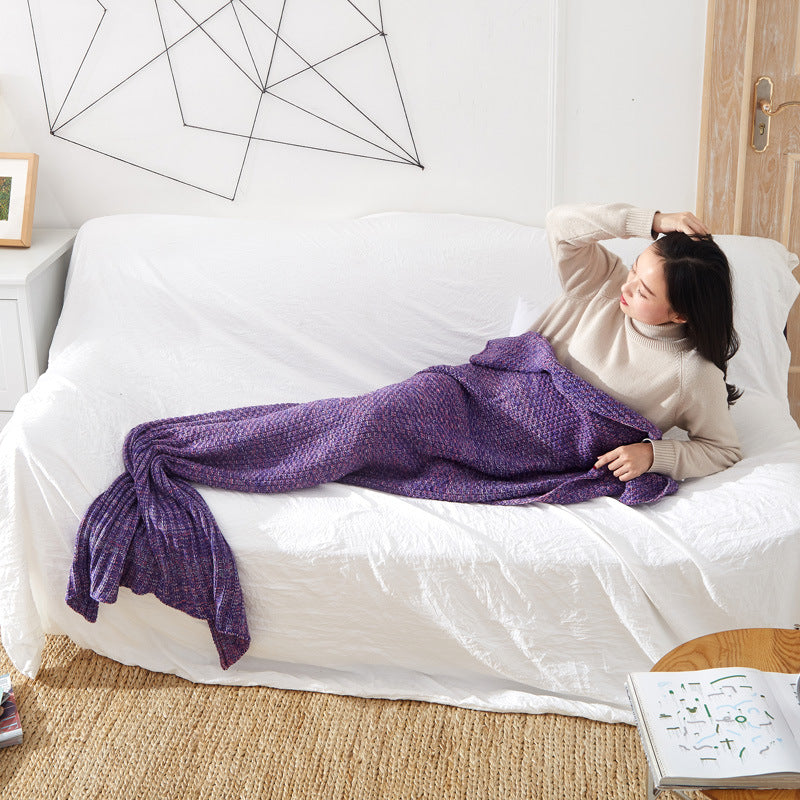 Mermaid Tail Blanket Knitted Crochet for Adult & Children Super Soft Sleeping Blankets