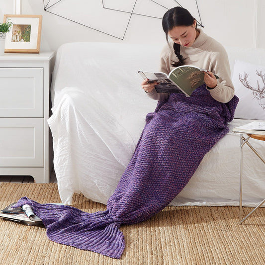 Mermaid Tail Blanket Knitted Crochet for Adult & Children Super Soft Sleeping Blankets