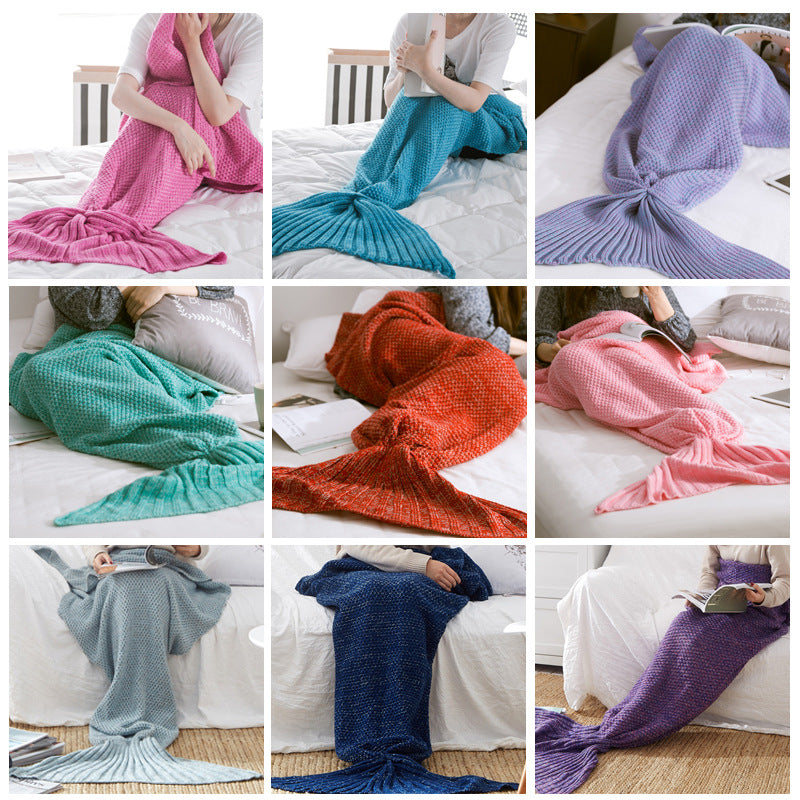 Mermaid Tail Blanket Knitted Crochet for Adult & Children Super Soft Sleeping Blankets