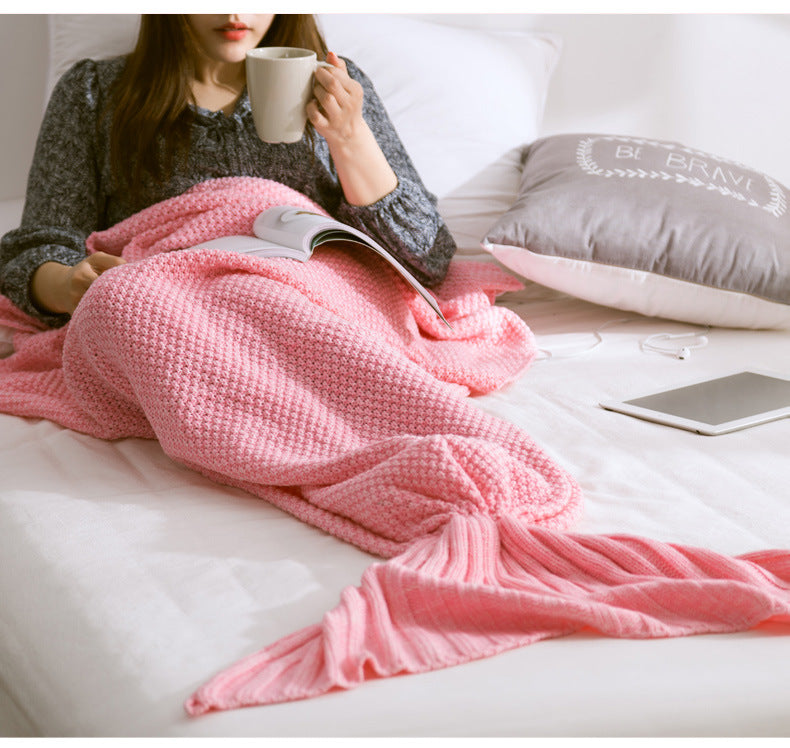 Mermaid Tail Blanket Knitted Crochet for Adult & Children Super Soft Sleeping Blankets