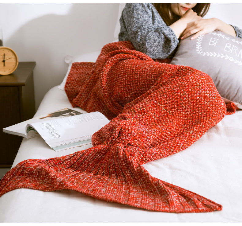 Mermaid Tail Blanket Knitted Crochet for Adult & Children Super Soft Sleeping Blankets