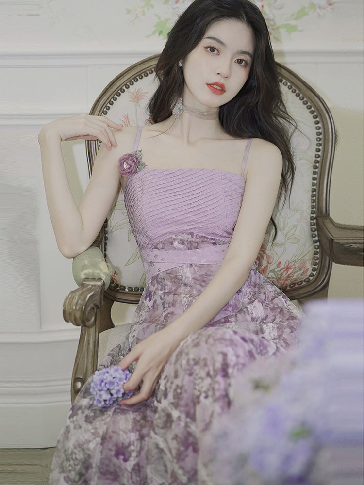 Pure Desire Wind Purple Suspender Skirt Cardigan Suit
