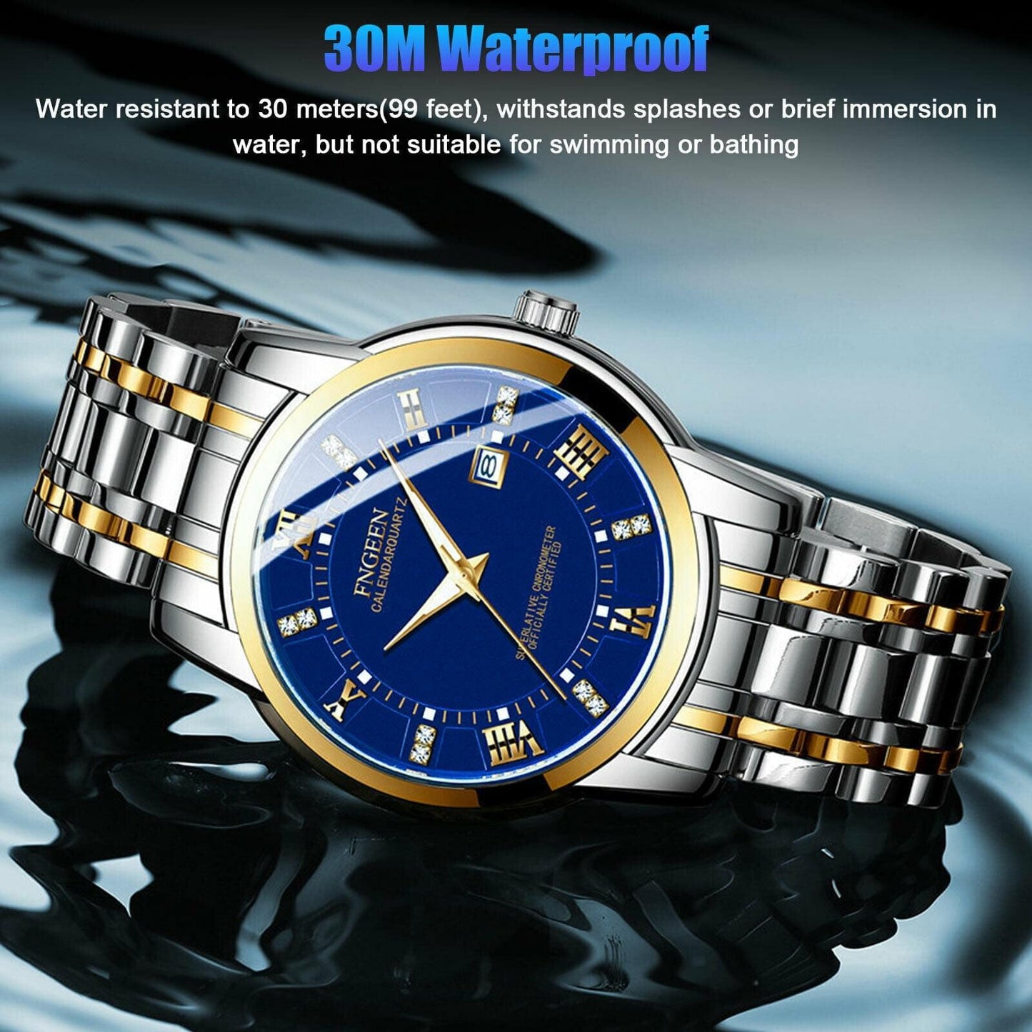 Fngeen Men's Luminous Classic Stainless Steel Watch