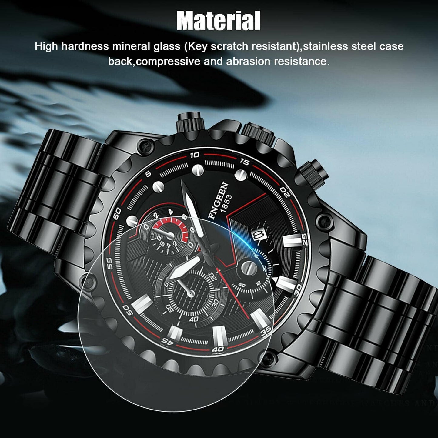 Fngeen Waterproof Men's Luxury Stainless Steel Watch