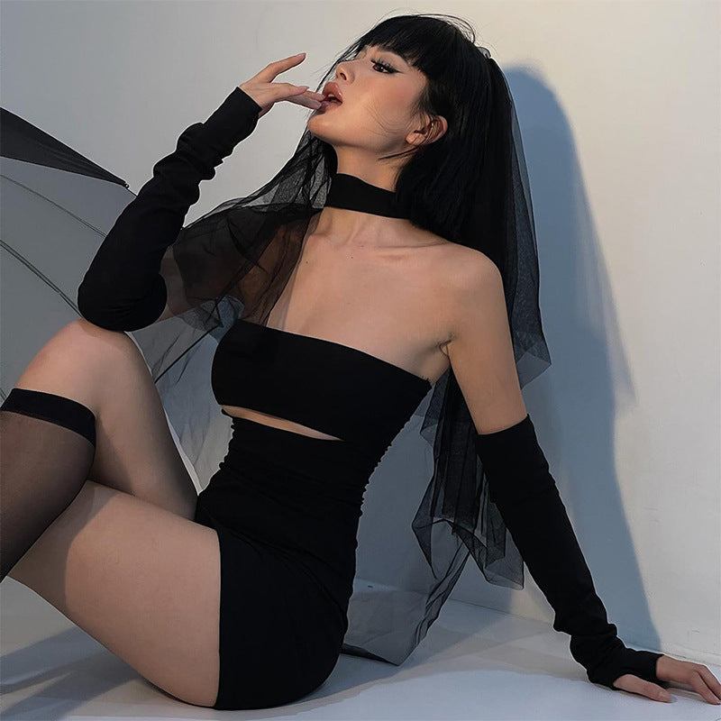 Women's Fashion Long-sleeved Package Hip Dress