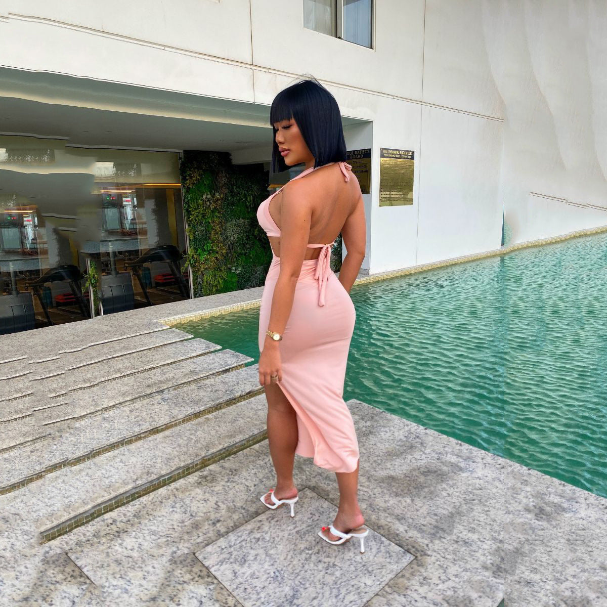 Halter Backless Slit Sexy Women's Dress