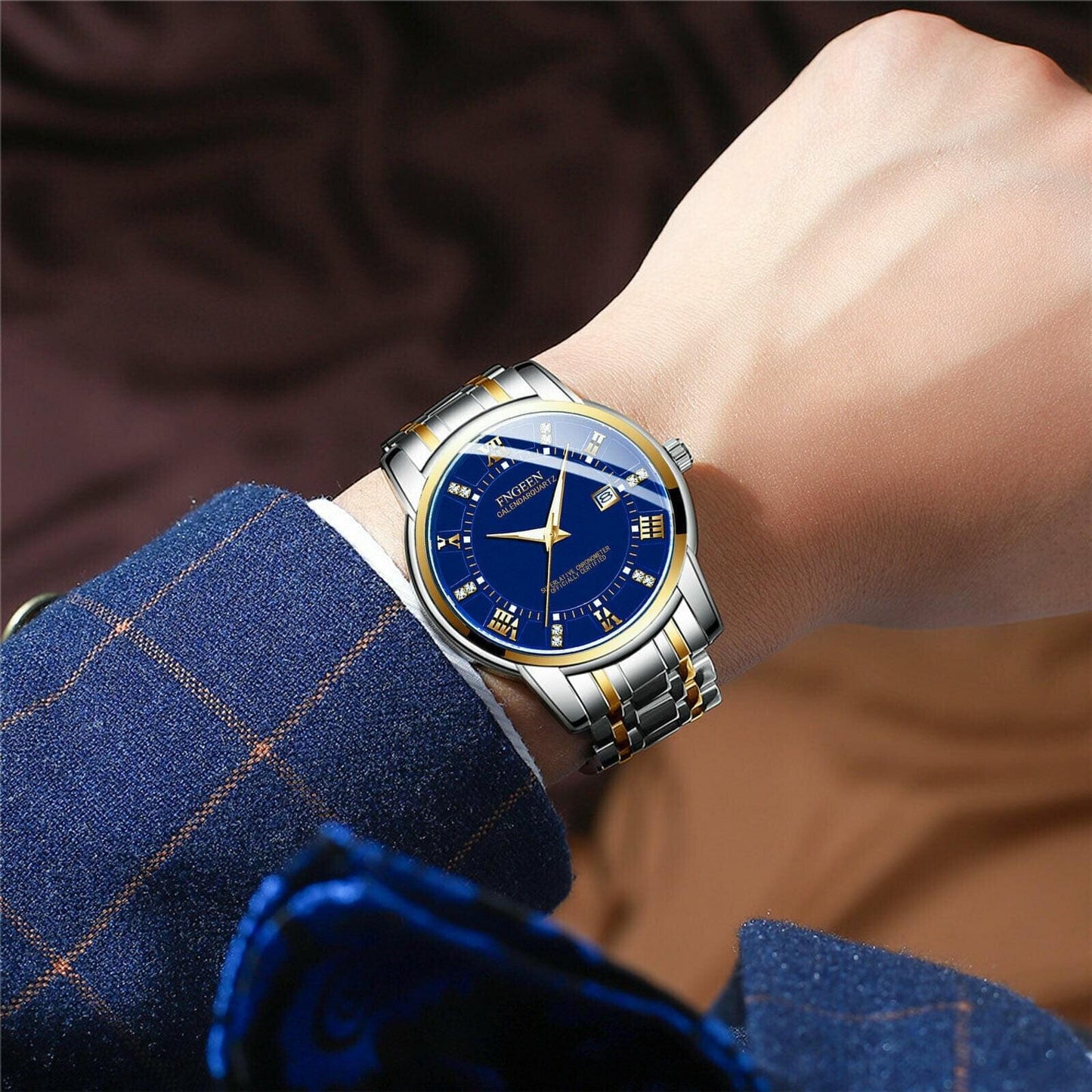 Fngeen Men's Luminous Classic Stainless Steel Watch