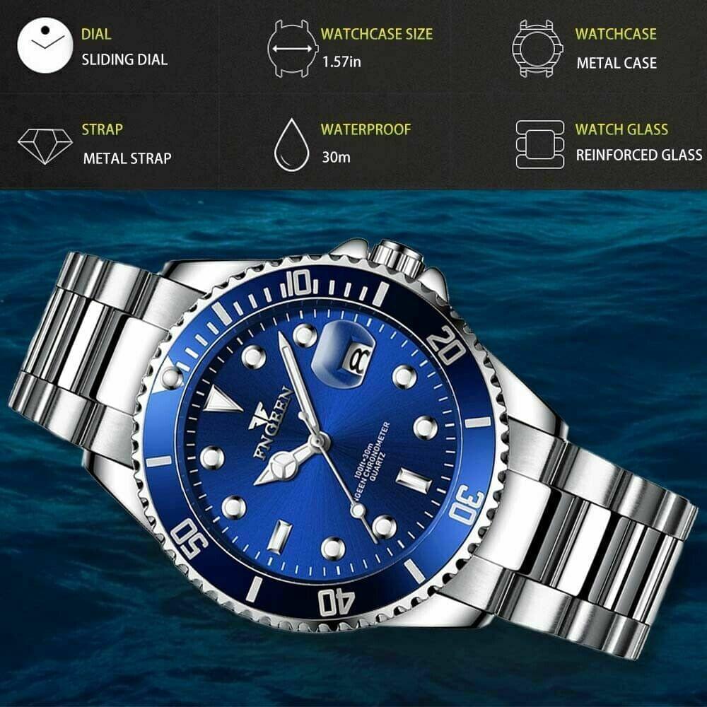 Fngeen Men's Business Luxury Stainless Steel Watch