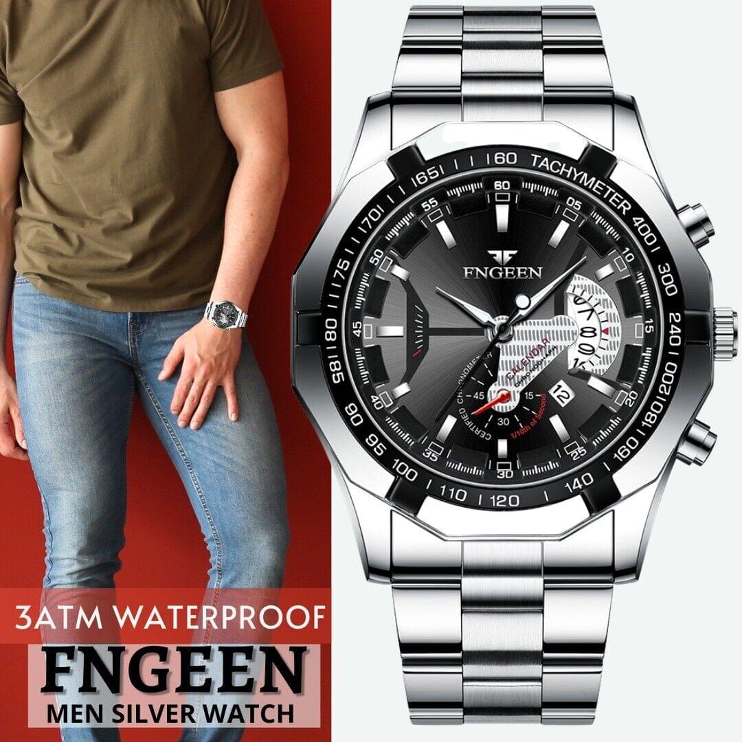 Black Silver Men's Luxury Stainless Steel Watch