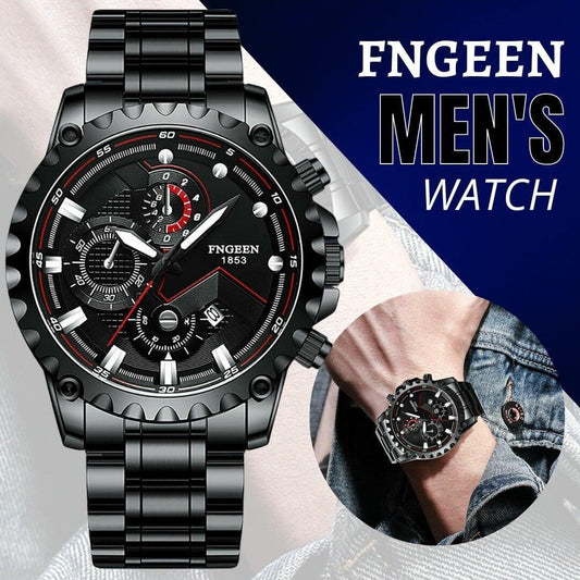 Fngeen Waterproof Men's Luxury Stainless Steel Watch